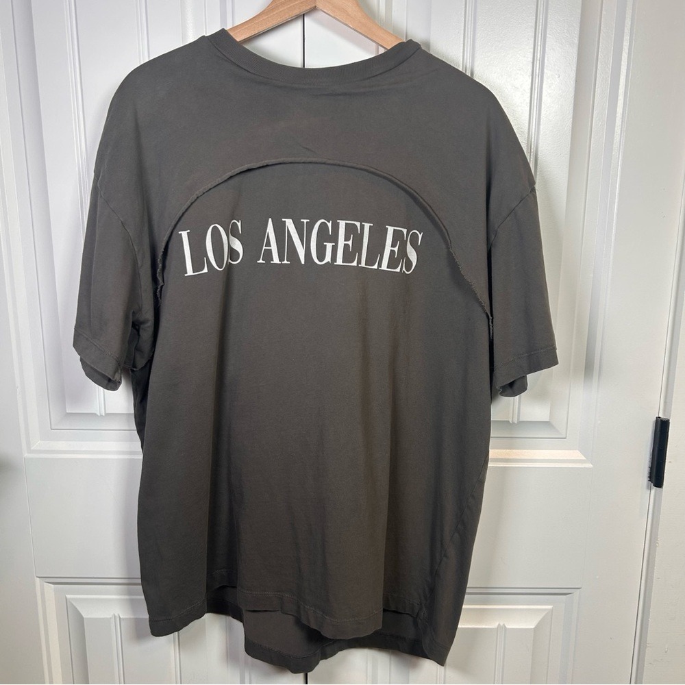 Modish Rebel Graphic Tee Womens Medium Gray Los Angeles Deconstructed T-Shirt